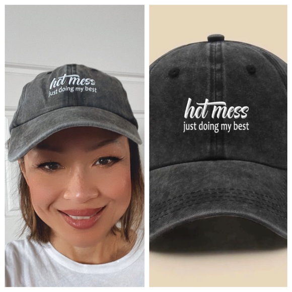 #29 Vintage Wash Black Hot Mess Graphic Baseball Cap - Picture 2 of 5